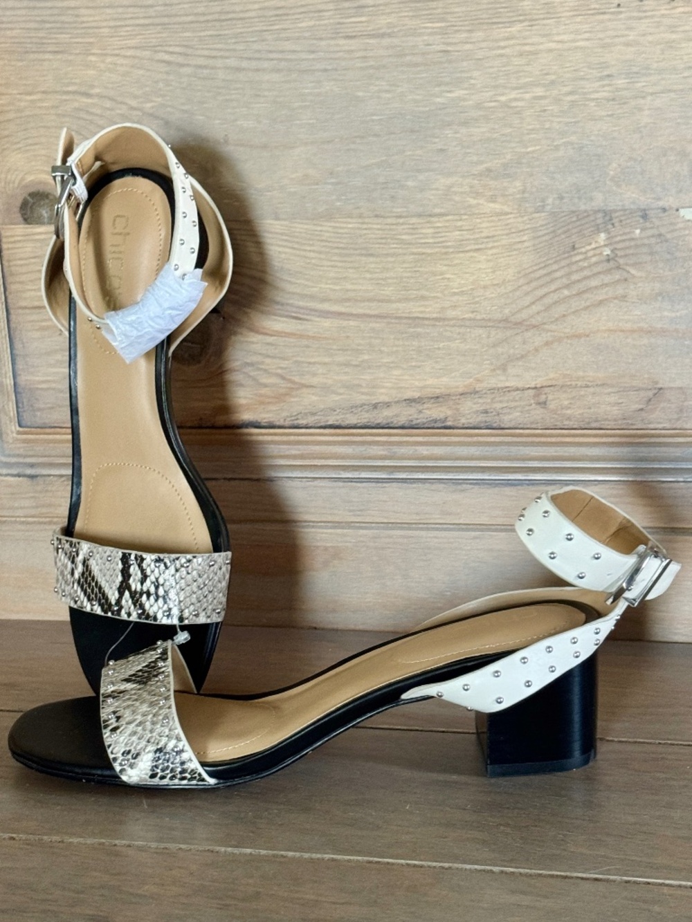 Studded Snake Print Block Heel Sandals Size 9 Chico’s NWT